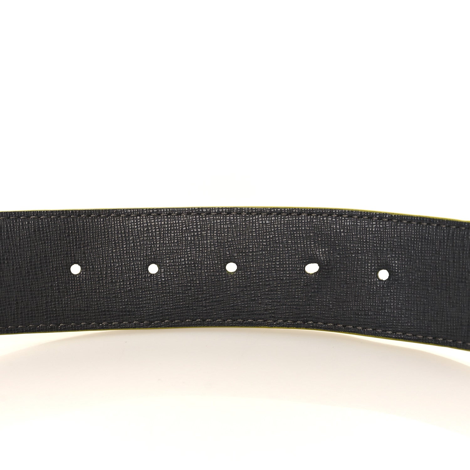 Fendi Vitello Century Elite Enamel FF Buckle Belt 100 40 Black Giallo Fluo 4 of 7