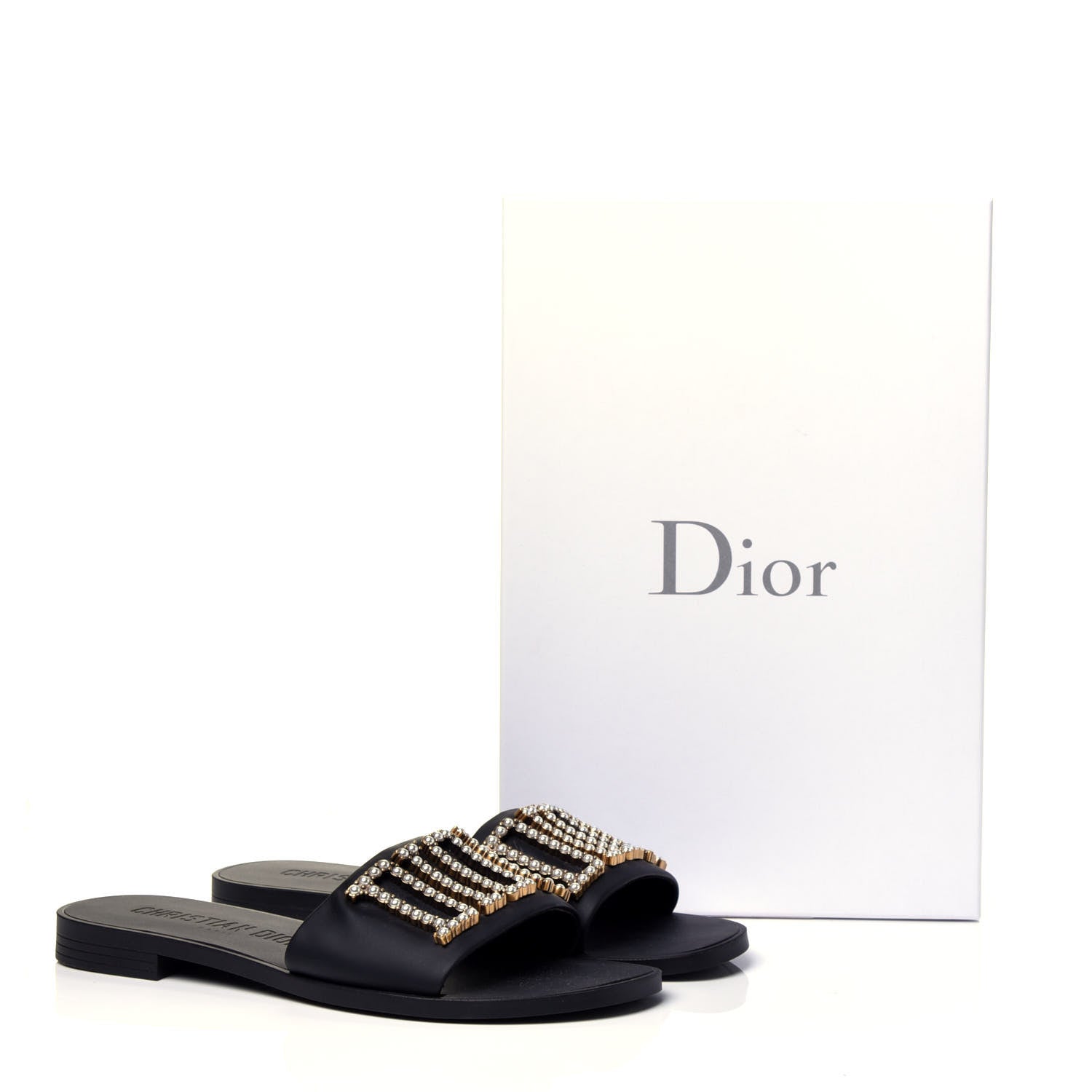 Christian Dior Matte Calfskin Pearl Dio(r)evolution Slide Sandals 38 Black 10 of 10