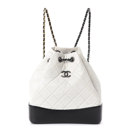 Chanel Aged Calfskin Quilted Small Gabrielle Backpack Black White 1 of 9