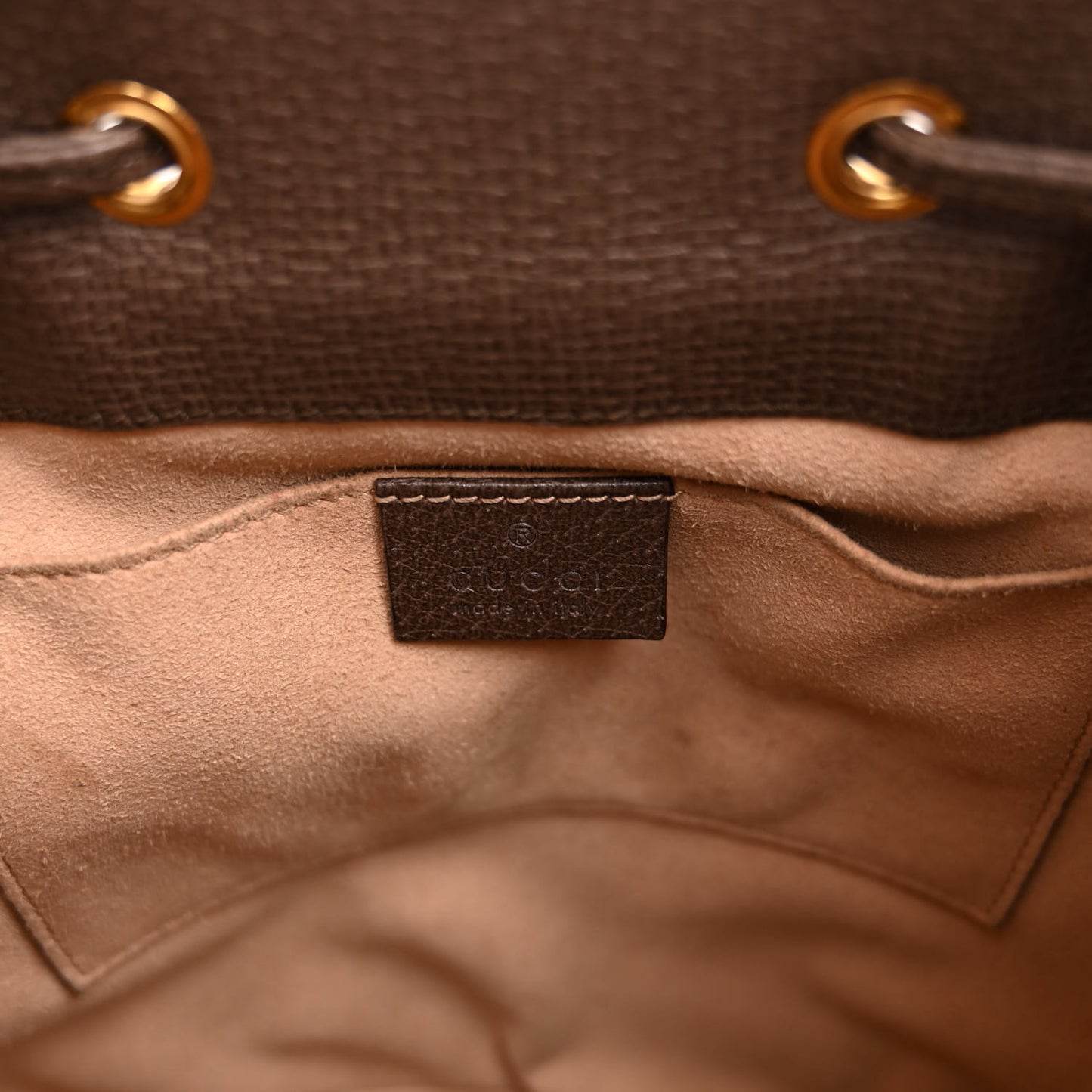 GG Supreme Monogram Web Small Ophidia Bucket Bag Brown