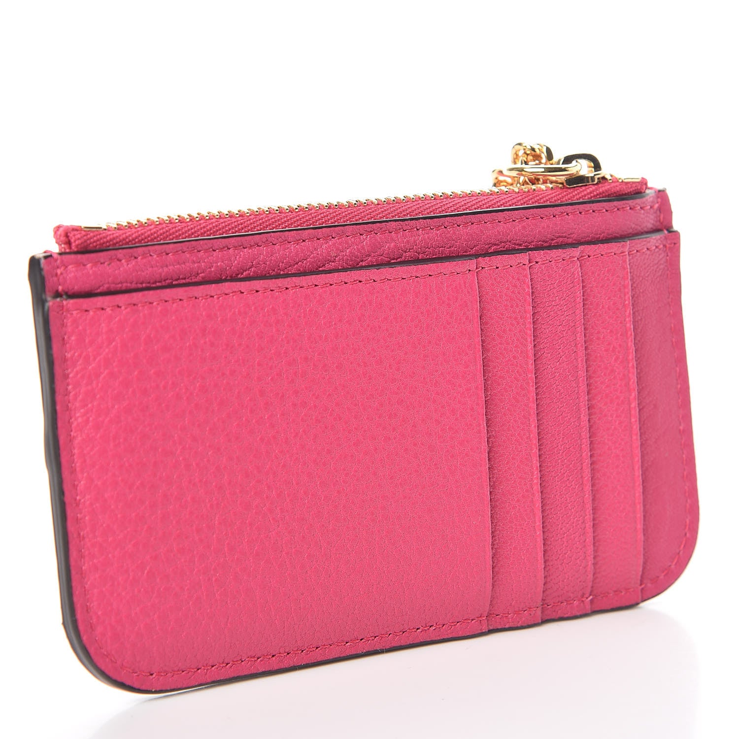 Chloe Grained Calfskin Drew Card Holder Fuchsia Rose 3 of 9