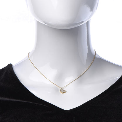 Van Cleef & Arpels 18K Yellow Gold Mother of Pearl Sweet Alhambra Butterfly Pendant Necklace 2 of 7