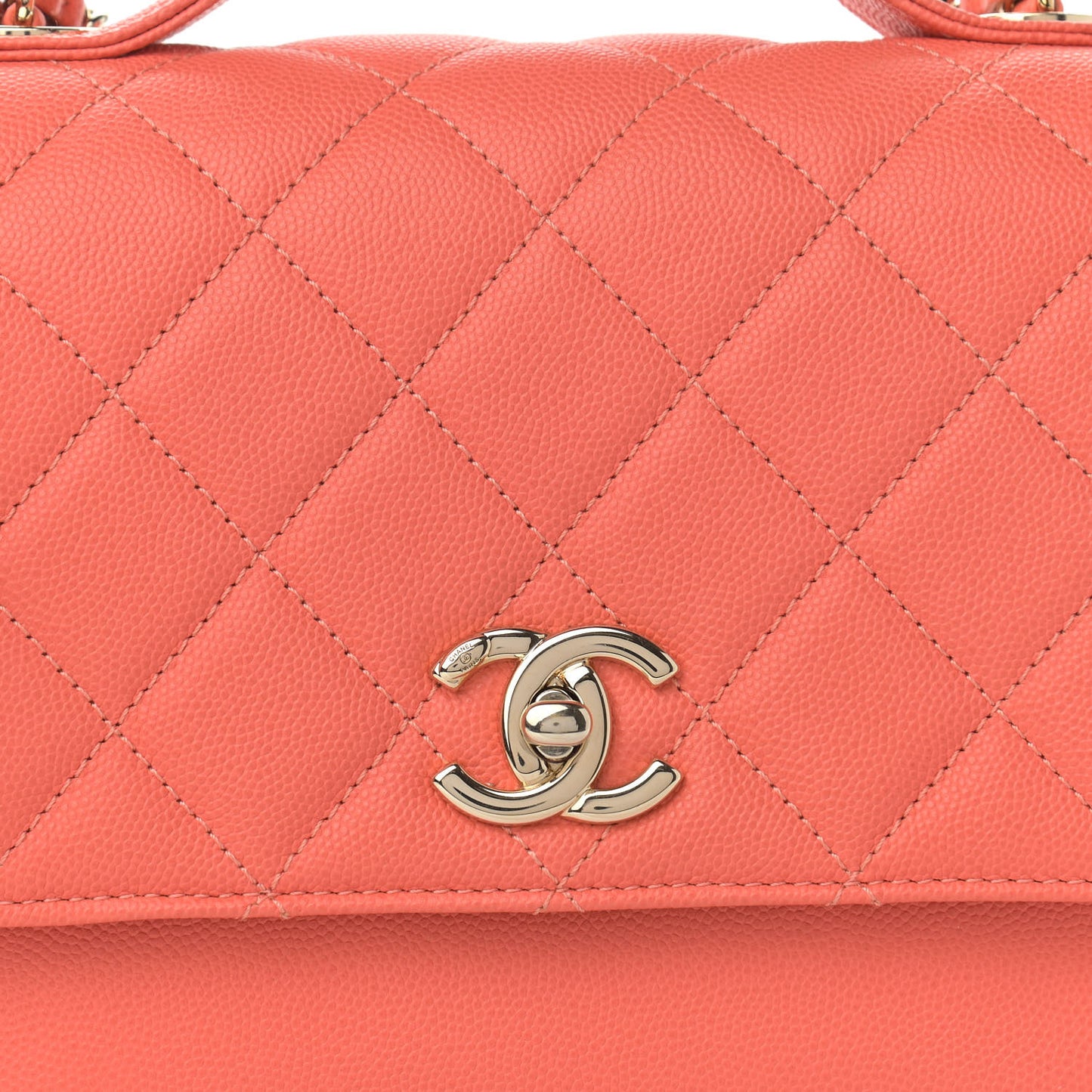 Caviar Quilted Medium Business Affinity Flap Coral