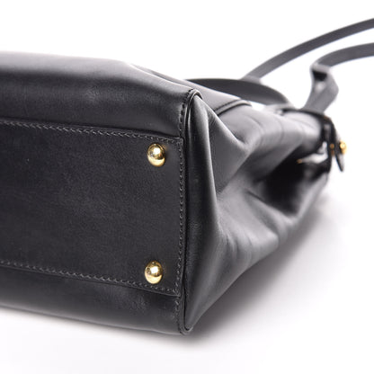 Fendi Vitello Morgan Shiny Nappa Medium Peekaboo Iconic Satchel Black Rosa Plaster 9 of 19