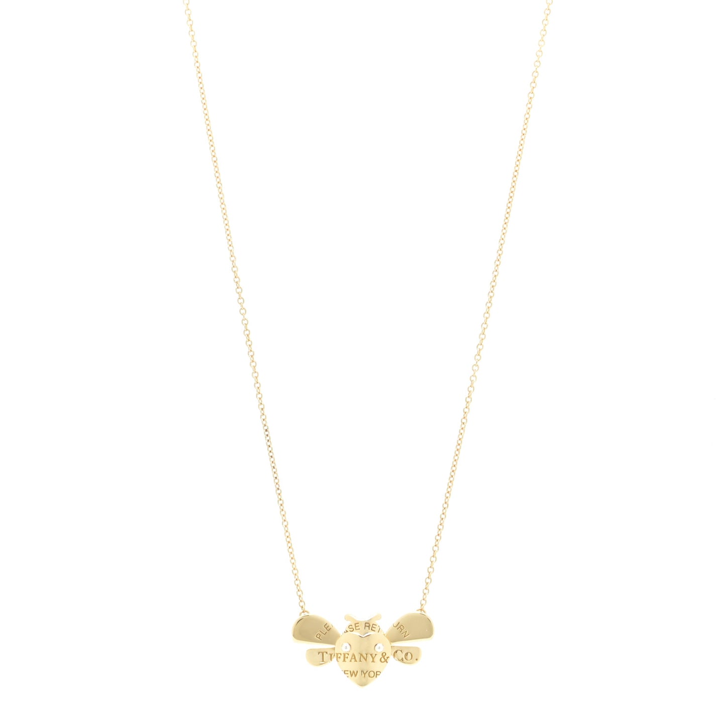 18K Yellow Gold Sterling Silver Return To Tiffany Love Bugs Bee Pendant Necklace