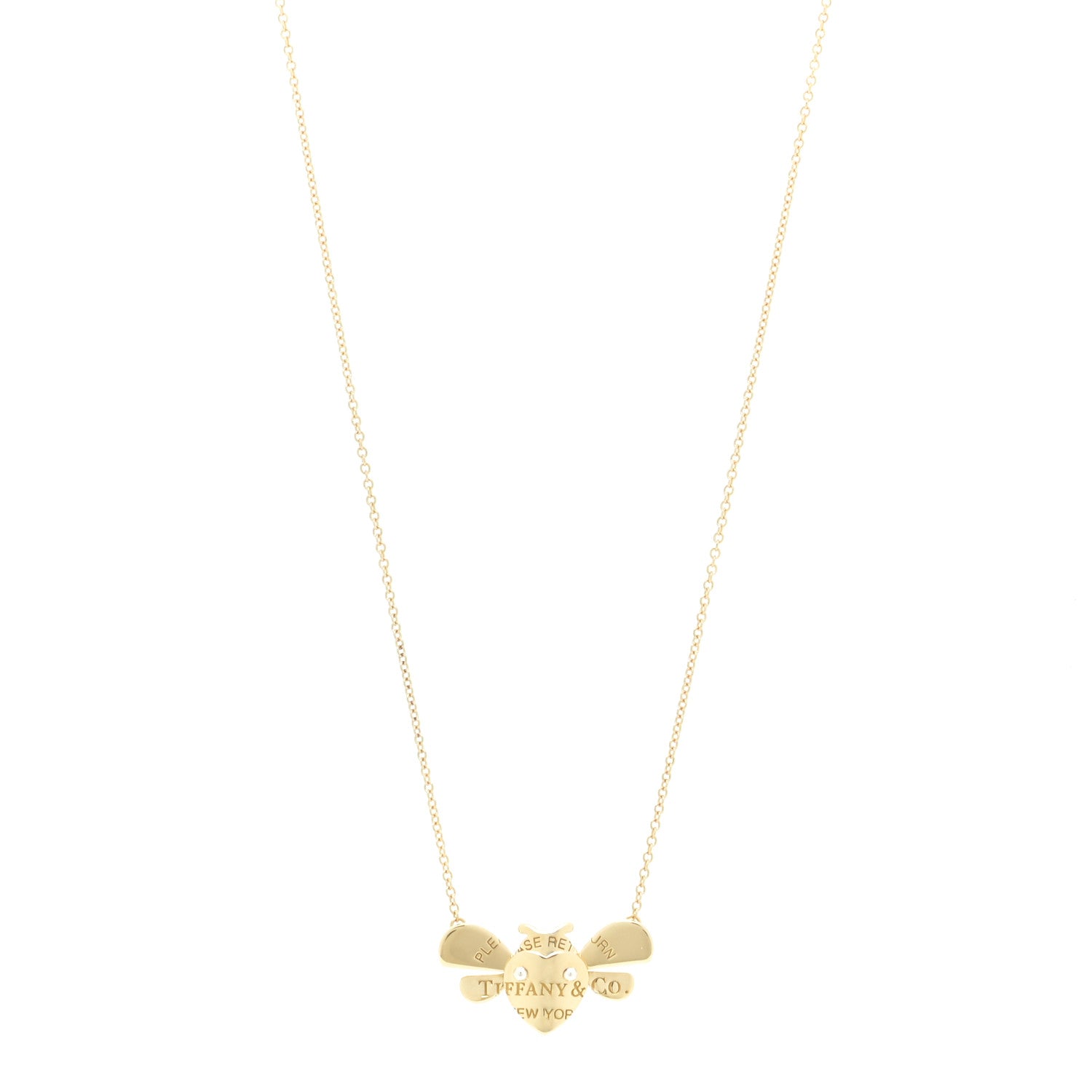 Tiffany 18K Yellow Gold Sterling Silver Return To Tiffany Love Bugs Bee Pendant Necklace 1 of 9
