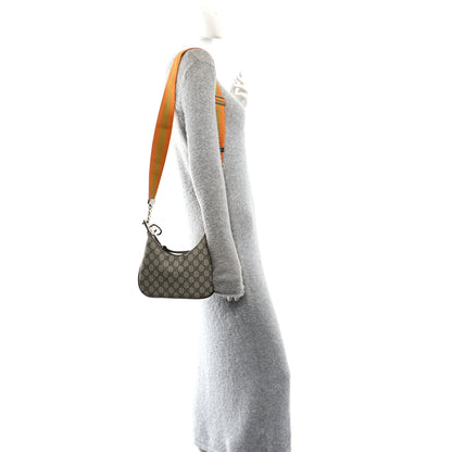 Gucci GG Supreme Monogram Textured Calfskin Web Small Attache Shoulder Bag Beige Ebony New Acero 2 of 10