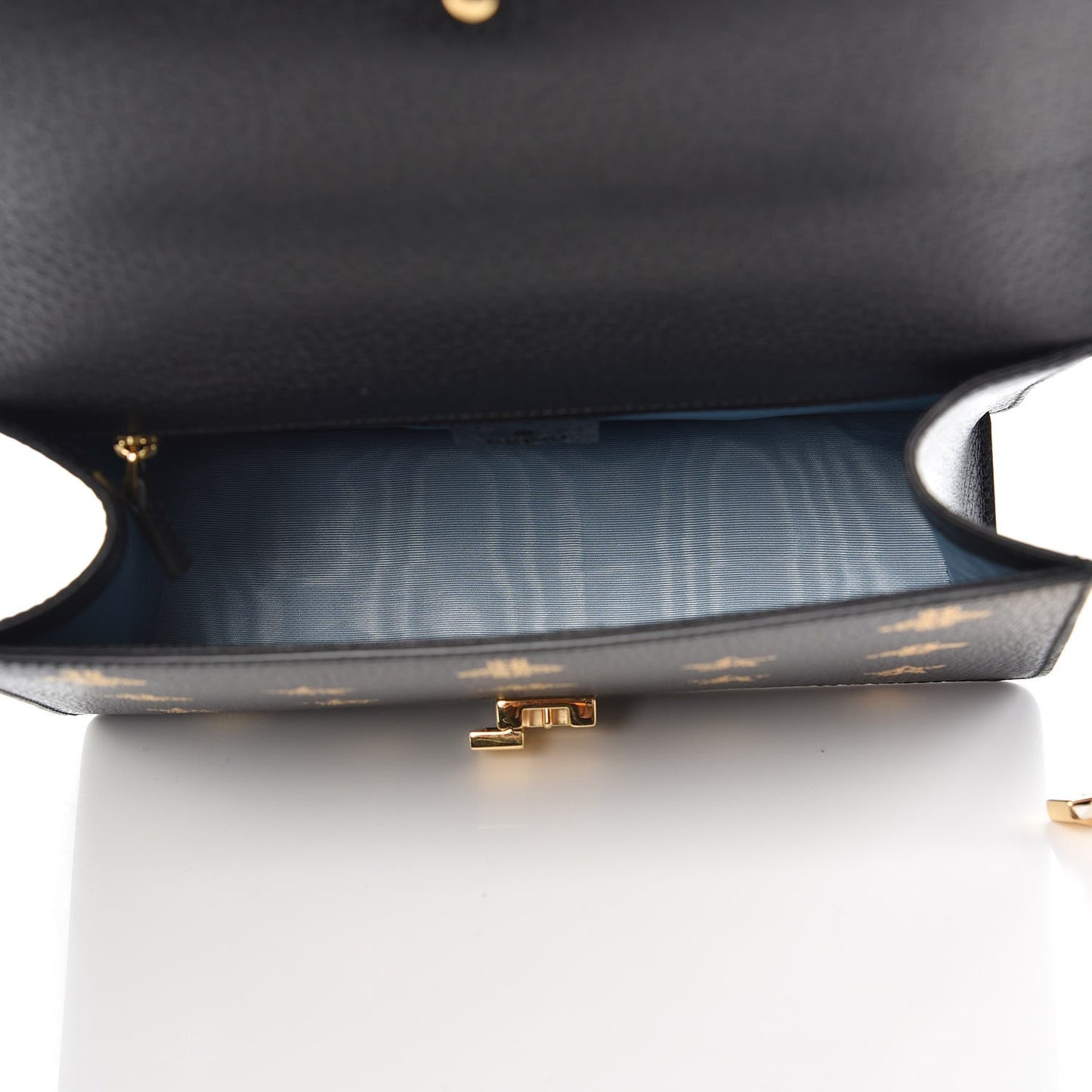 Textured Calfskin Bee Star Print Small Sylvie Shoulder Bag Black