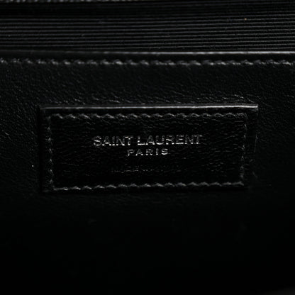 Saint Laurent Grain De Poudre Textured Mixed Matelasse Triquilt Medium Monogram Satchel Black 6 of 12