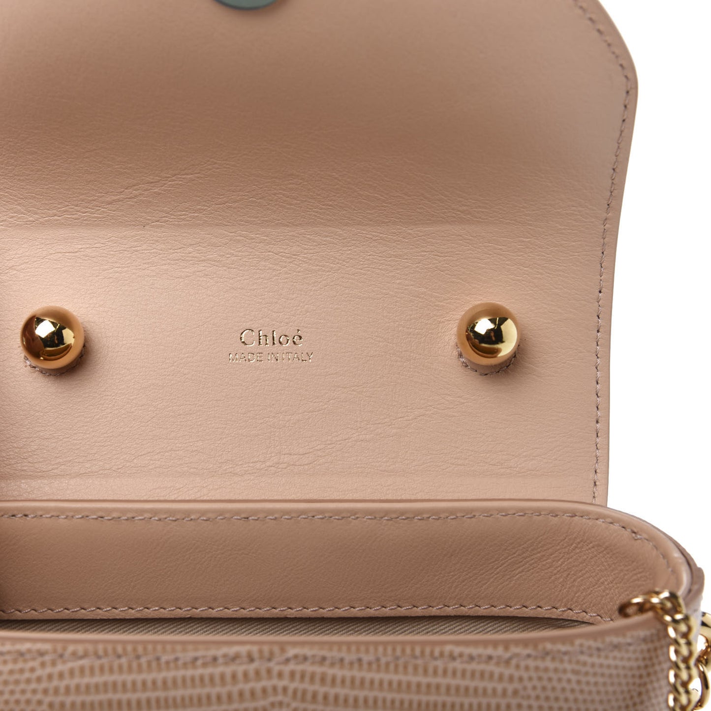 Calfskin Lizard Embossed Small Aby Lock Delicate Pink