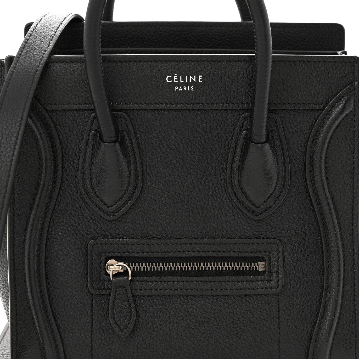 Celine Drummed Calfskin Nano Luggage Black 7 of 14