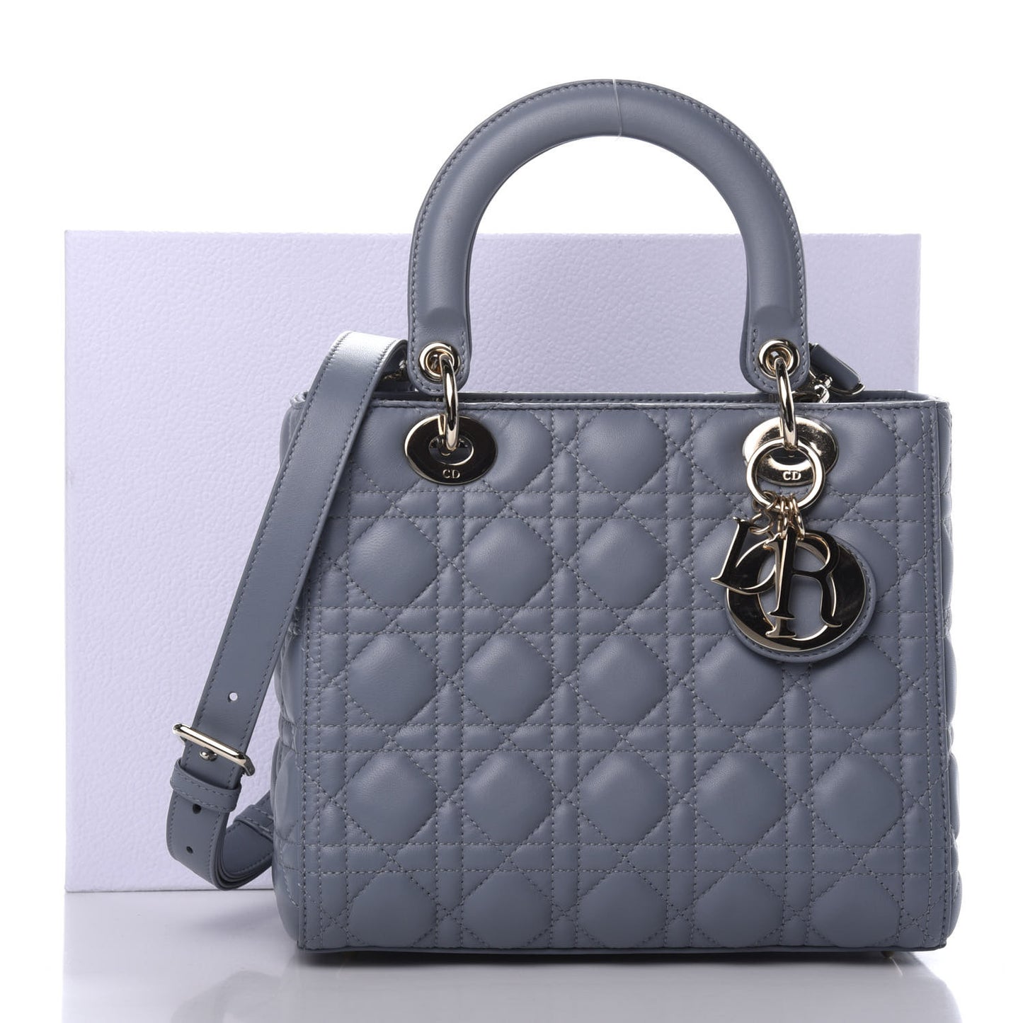 Lambskin Cannage Medium Lady Dior Blue