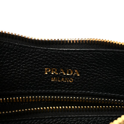 Prada Vitello Phenix Zippered Messenger Hobo Black 6 of 9