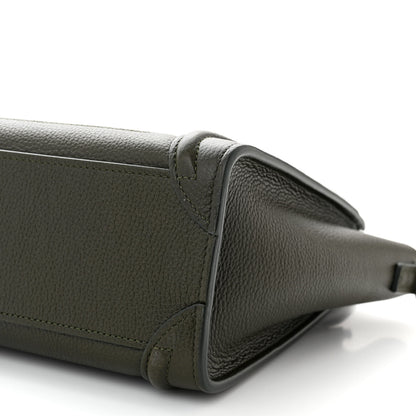 Celine Drummed Calfskin Nano Luggage Khaki 11 of 12