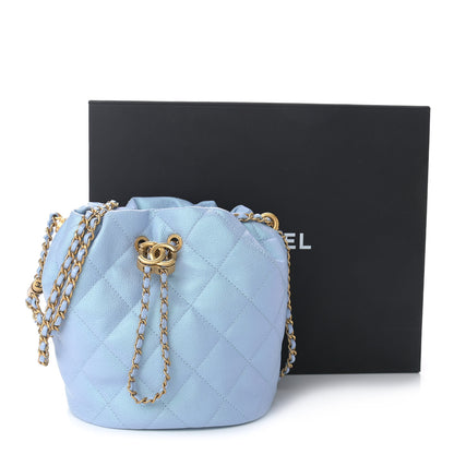 Chanel Iridescent Caviar Quilted My Perfect CC Bucket Drawstring Bag Light Blue 11 of 11