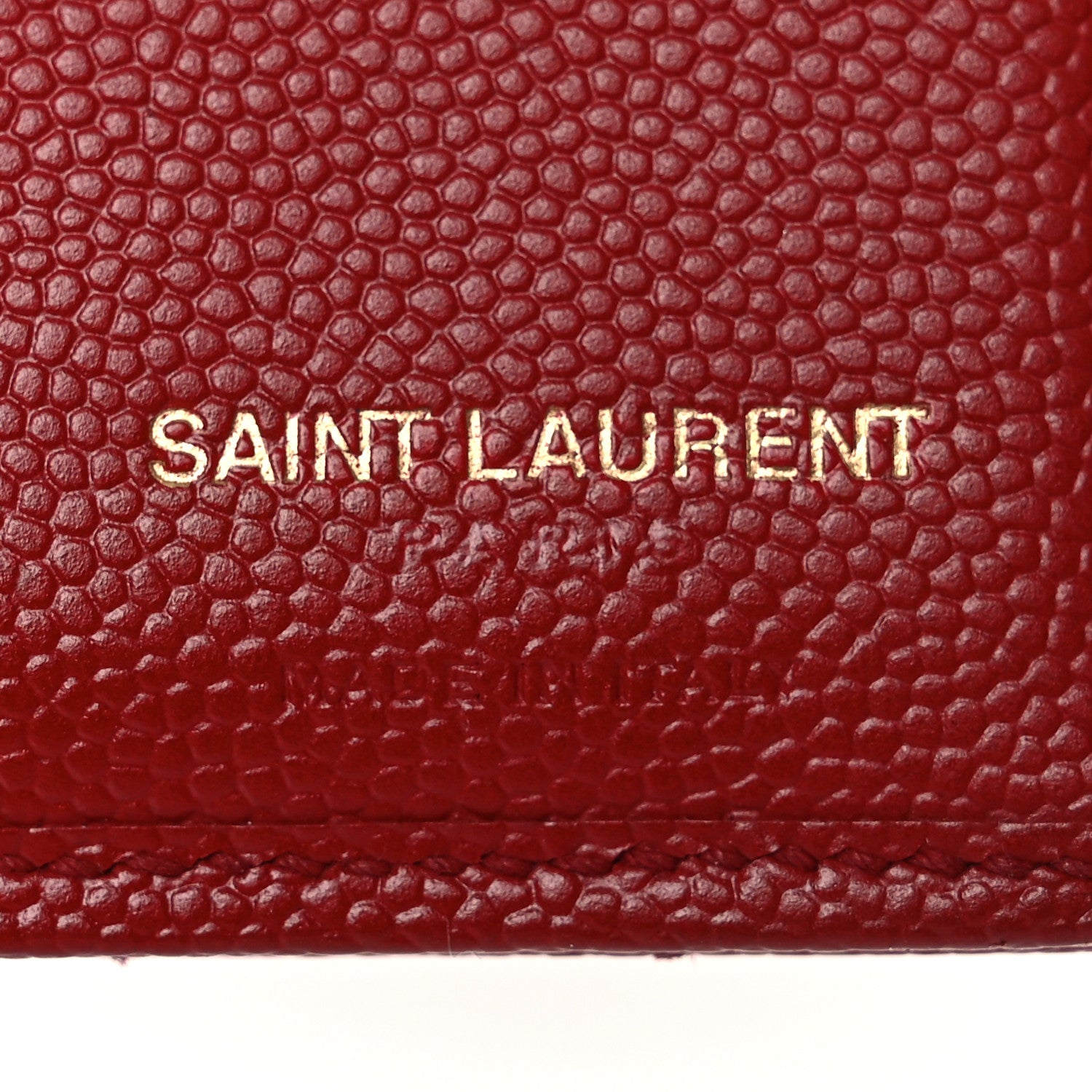 Saint Laurent Grain De Poudre Matelasse Chevron Monogram Compact Wallet Red 6 of 9