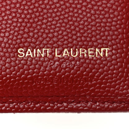 Saint Laurent Grain De Poudre Matelasse Chevron Monogram Compact Wallet Red 6 of 9
