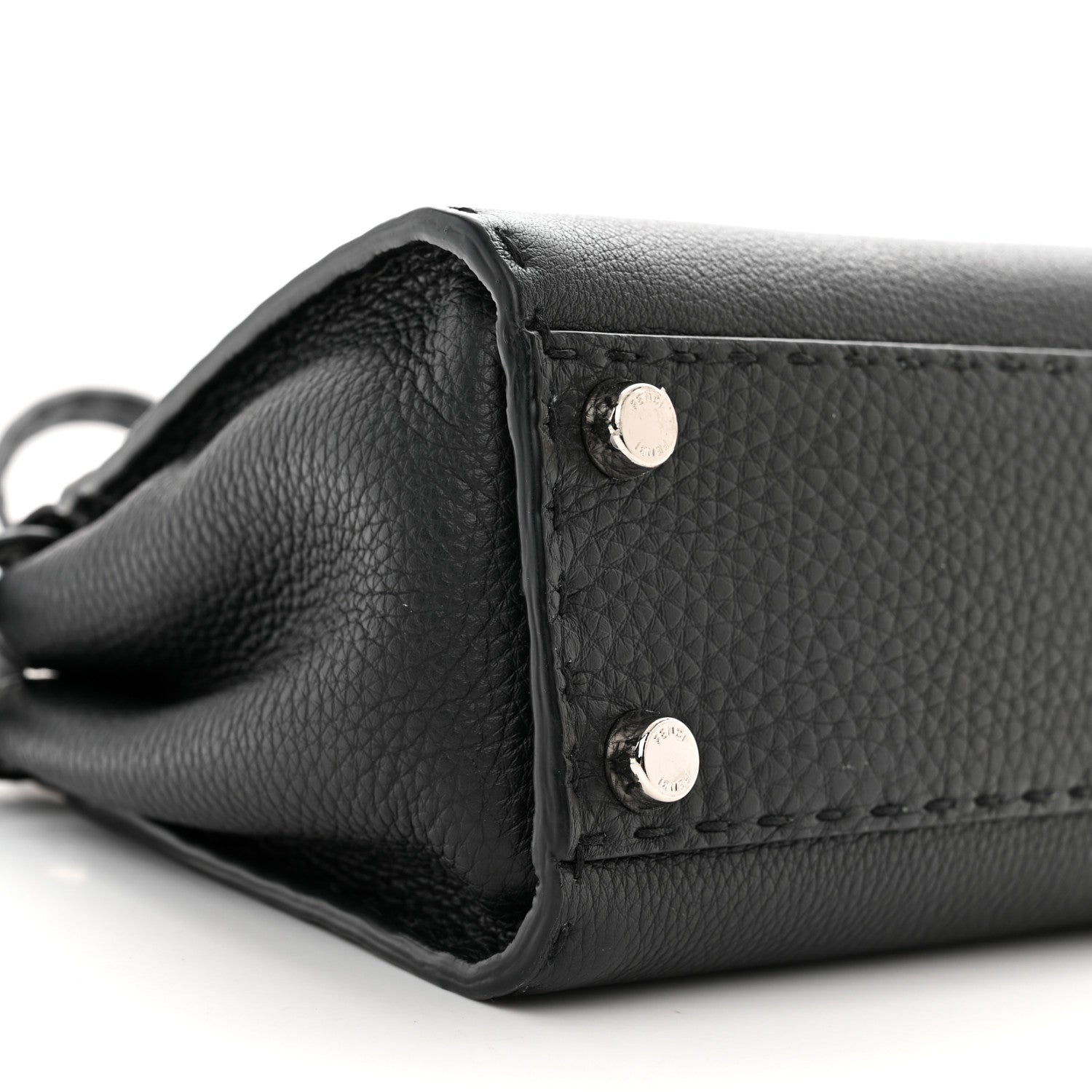 Fendi Cuoio Romano Selleria Bi-Color Mini Peekaboo Iconic Satchel Black Mou 10 of 12
