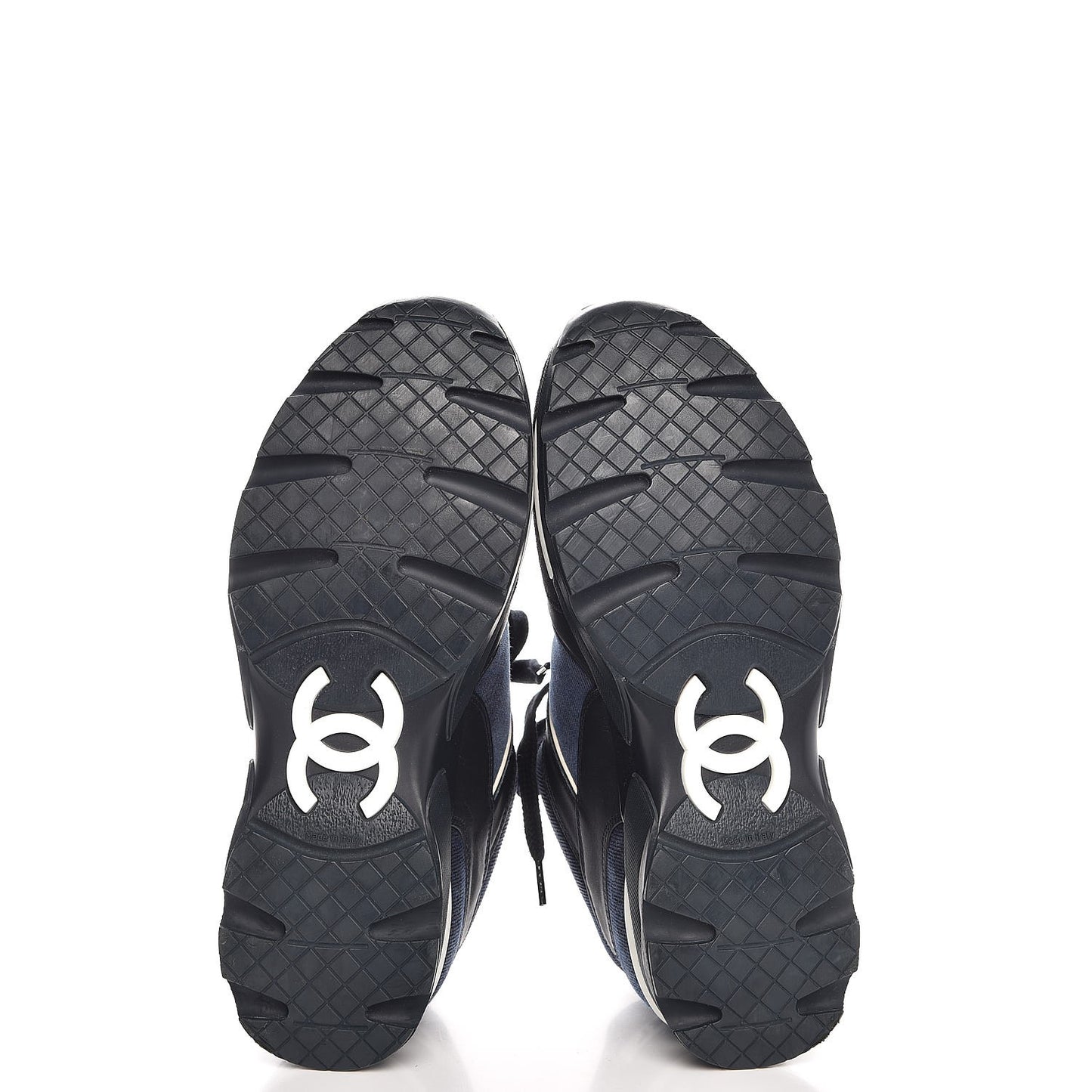 Denim Suede Calfskin CC Sneakers Navy