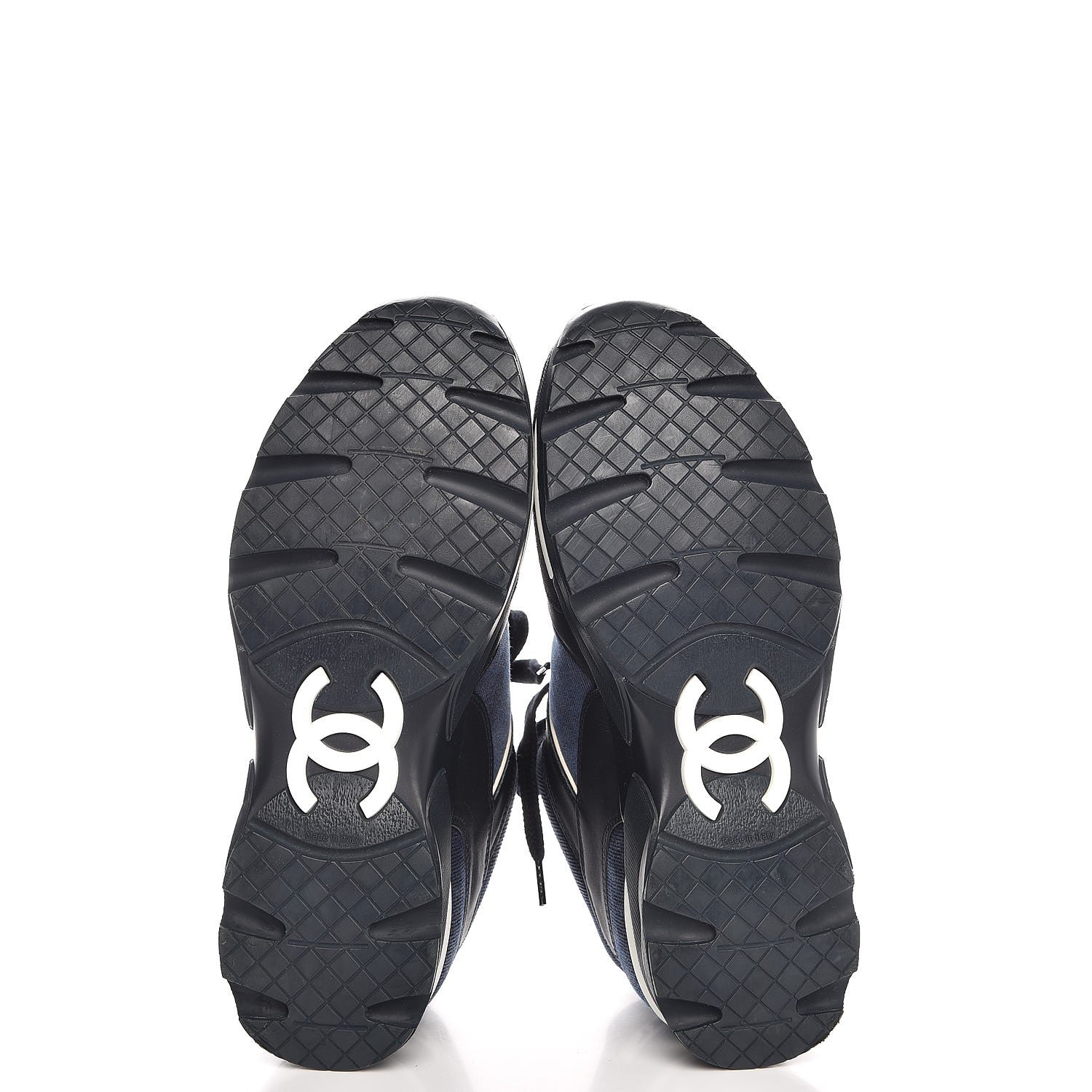 Chanel Denim Suede Calfskin CC Sneakers Navy 5 of 8