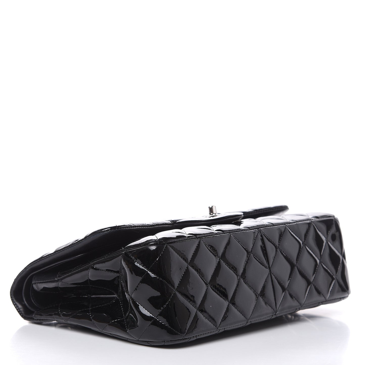 Patent Quilted Jumbo Double Flap Black
