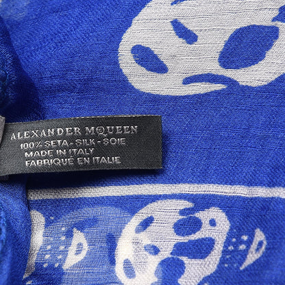 Alexander McQueen Silk Chiffon Skull Scarf Blue 6 of 7