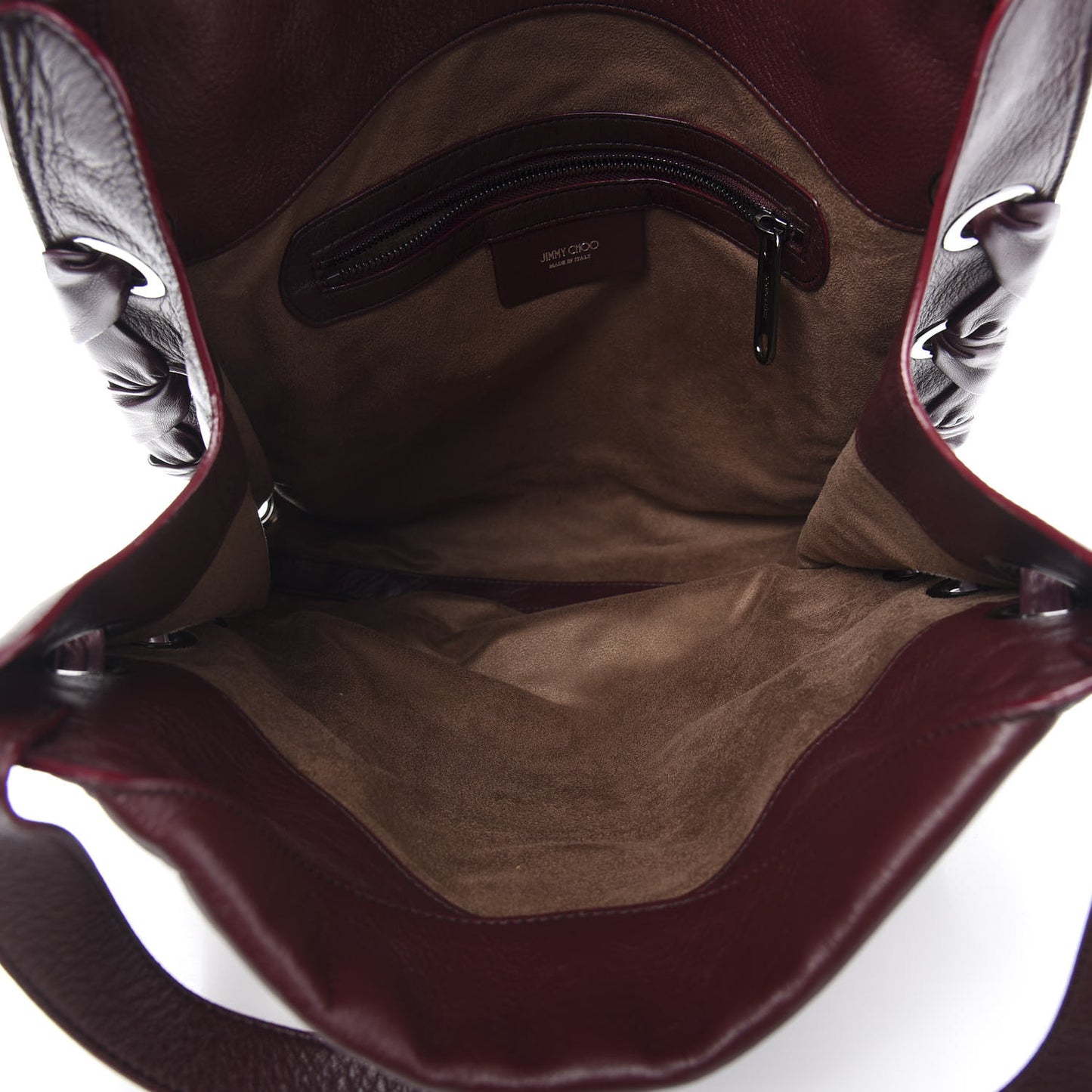 Grainy Calfskin Grommet Lace Up Rion Shoulder Bag Bordeaux