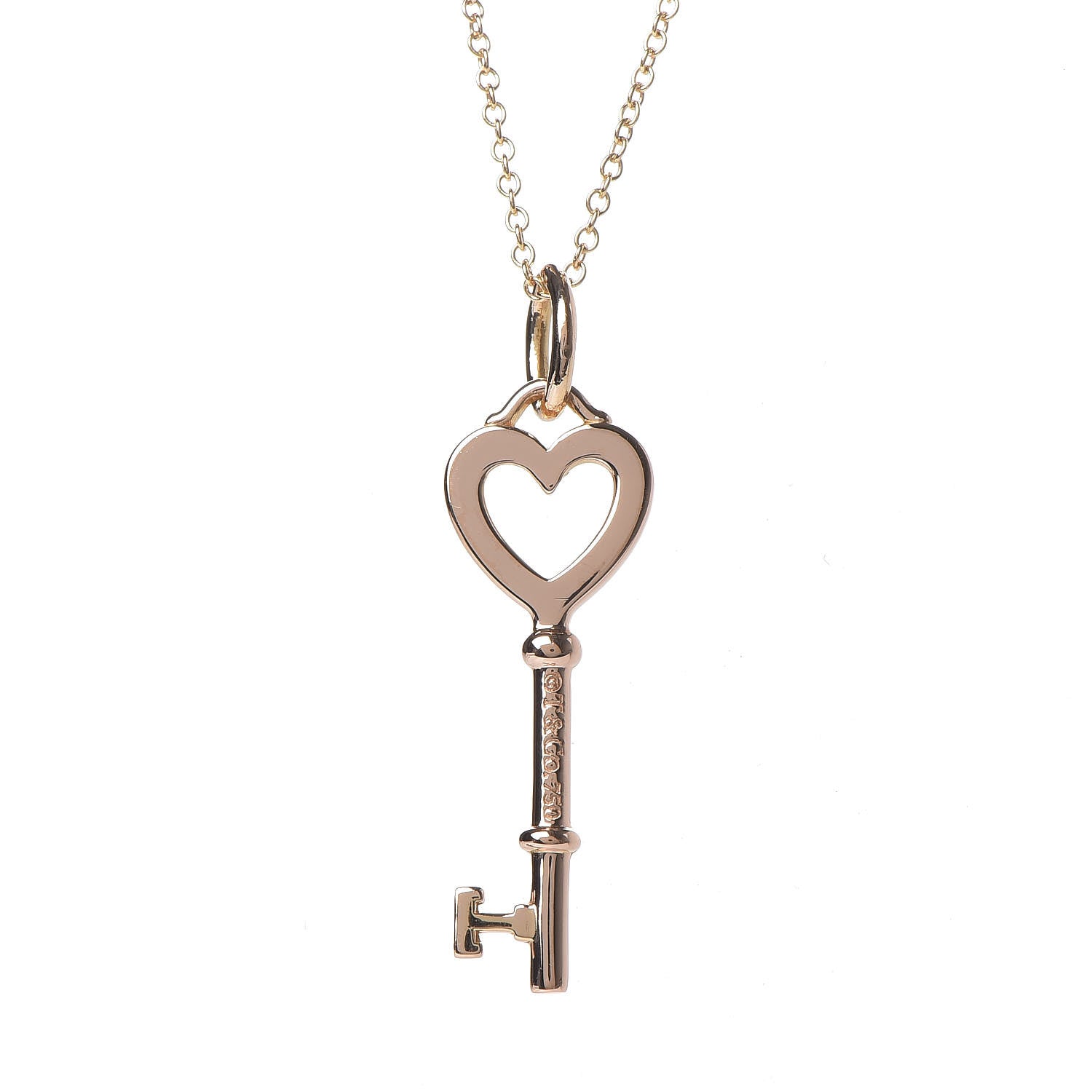 Tiffany 18K Rose Gold Mini Heart Key Pendant Necklace 6 of 6