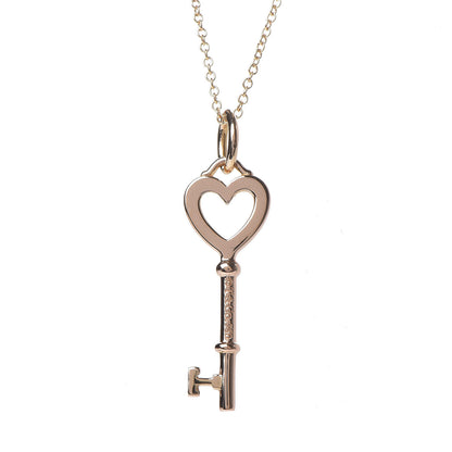 Tiffany 18K Rose Gold Mini Heart Key Pendant Necklace 6 of 6