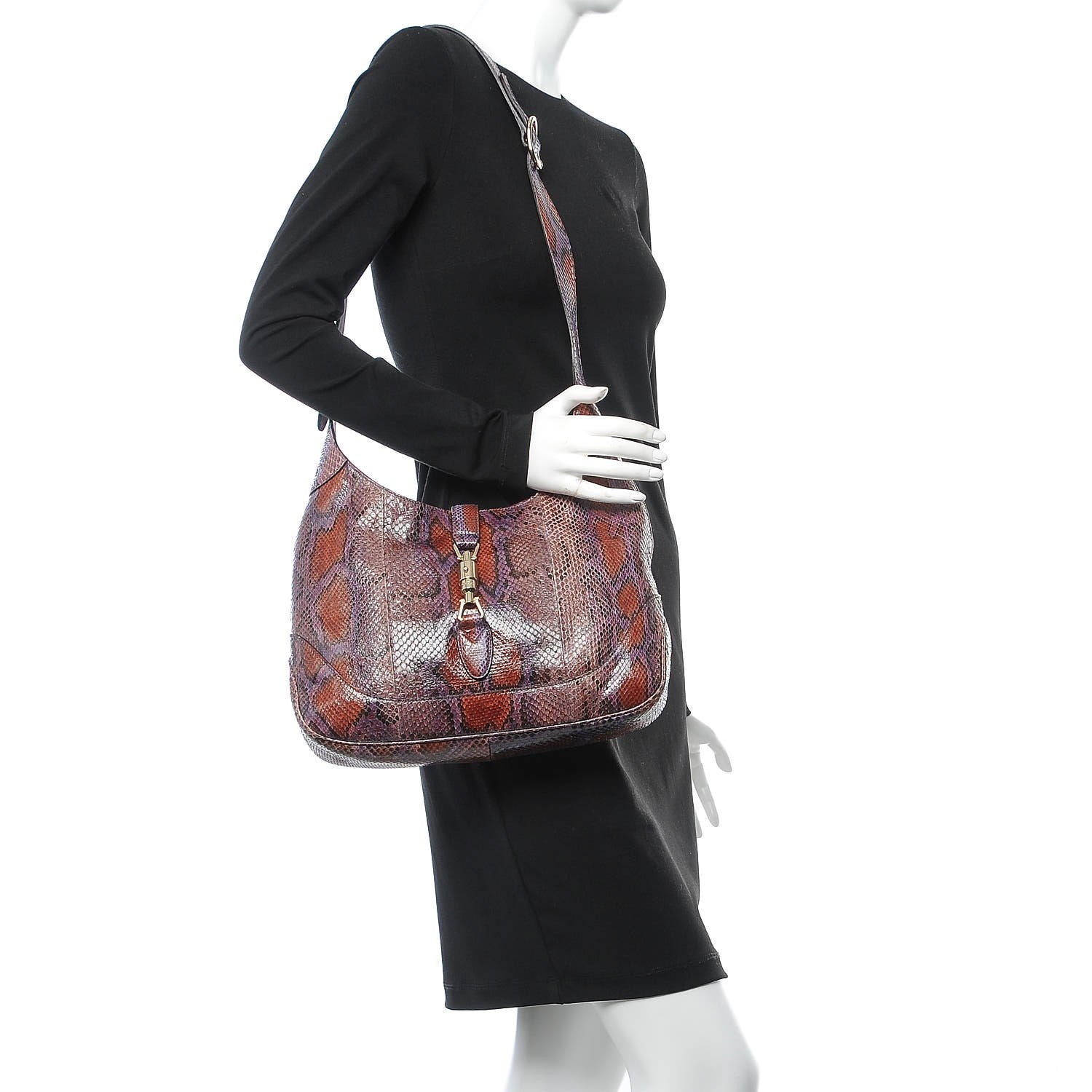 Gucci Python Medium Jackie Shoulder Bag Purple 2 of 9
