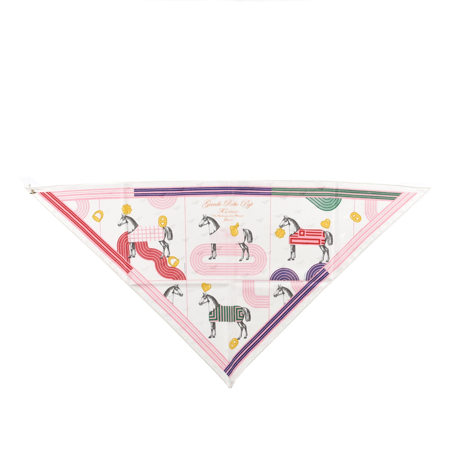 Silk Garde Robe Pop Charm Triangle Scarf 70 Multicolor White
