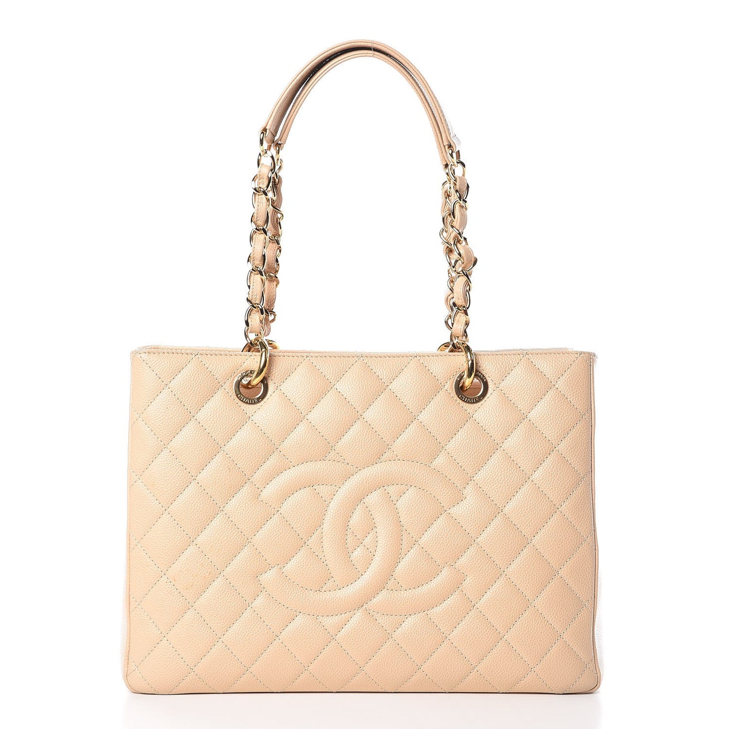 Caviar Quilted Grand Shopping Tote GST Beige Clair