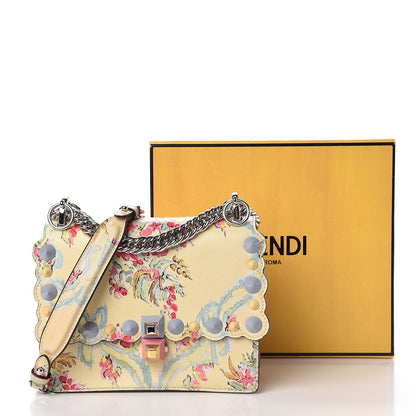 Fendi Vitello Marie Antoinette Print Scalloped Mix Studded Small Kan I Shoulder Bag Panna Multicolor 9 of 9
