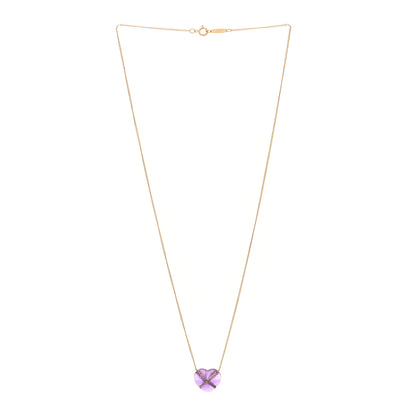 Tiffany 18K Yellow Gold Amethyst Crossover Heart Pendant Necklace 3 of 4