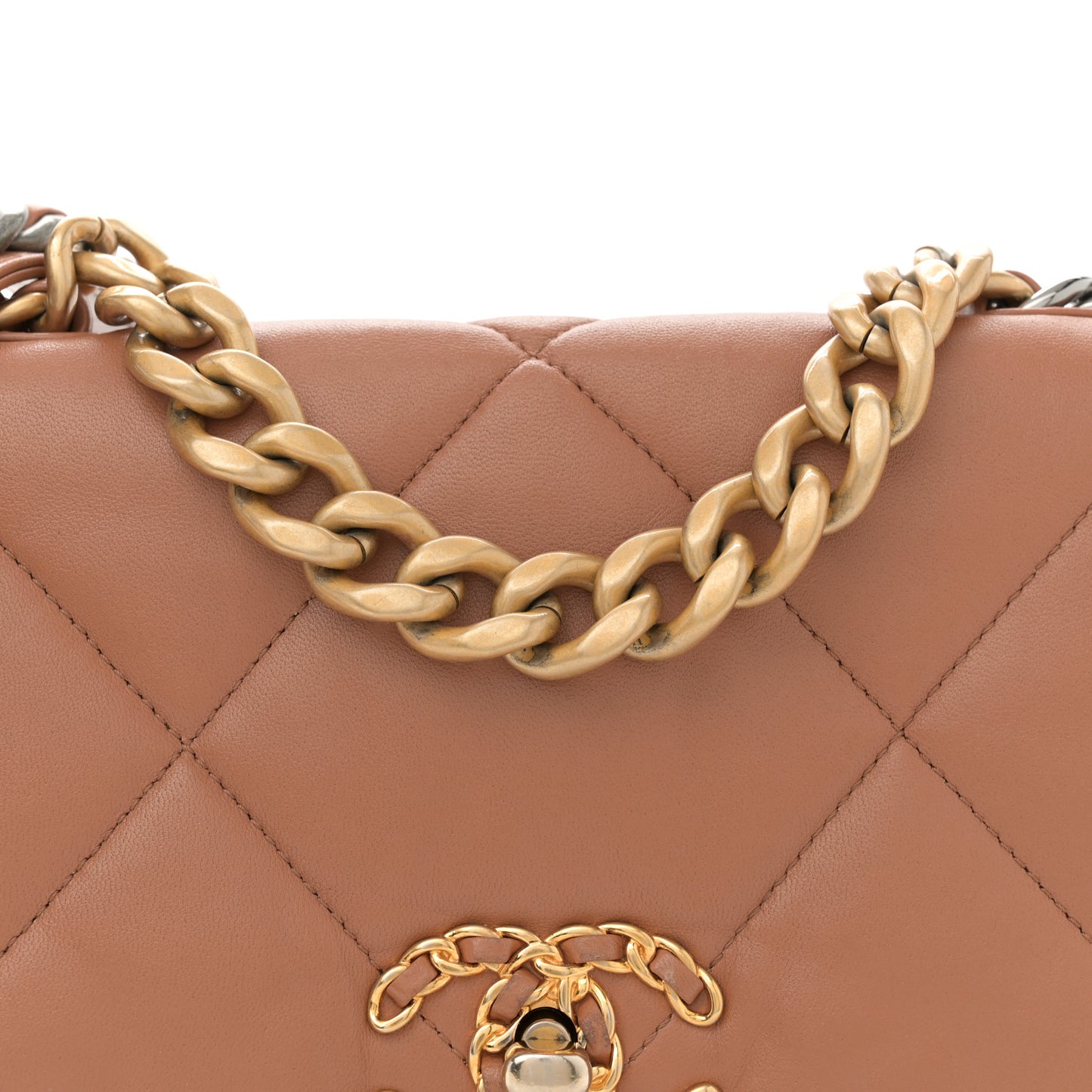 Lambskin Quilted Medium Chanel 19 Flap Brown
