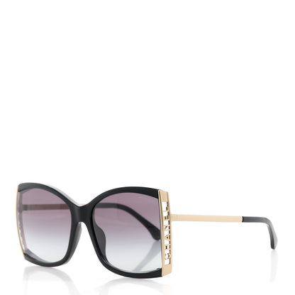 Chanel Acetate Metal Logo Square Sunglasses 71545A Black Gold 1 of 8