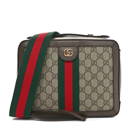 Gucci GG Supreme Monogram Web Small Ophidia Top Handle Shoulder Bag Brown 1 of 10