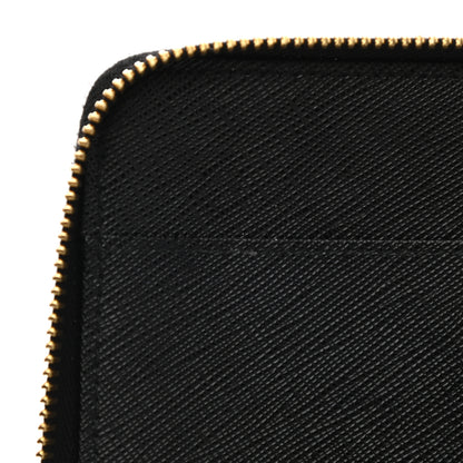 Prada Saffiano Metal Large Zip Around Travel Wallet Black 9 of 10