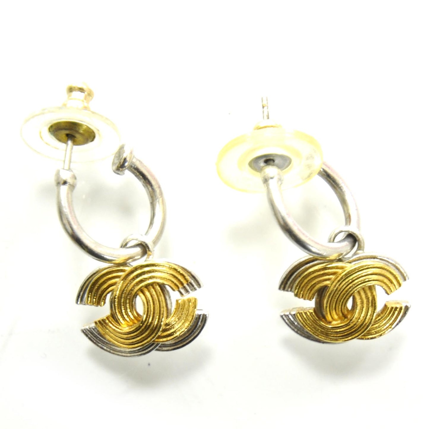 Metal CC Hoop Earrings Silver Gold