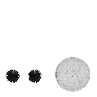 David Yurman Sterling Silver Black Onyx 8mm Chatelaine Earrings 2 of 4