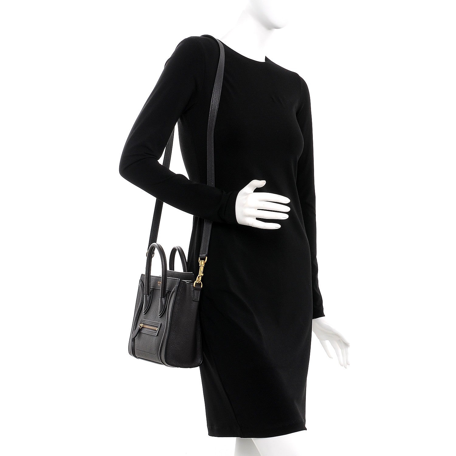 Celine Drummed Calfskin Nano Luggage Liquorice 3 of 27