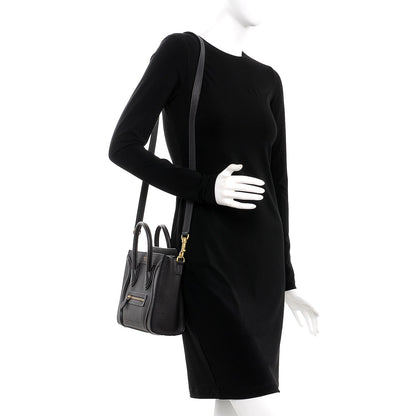 Celine Drummed Calfskin Nano Luggage Liquorice 3 of 27