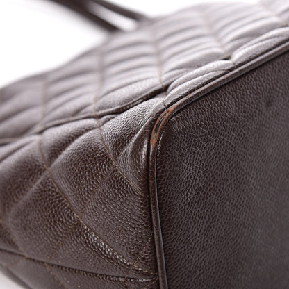 Chanel Caviar Quilted Medallion CC Tote Dark Brown 7 of 21