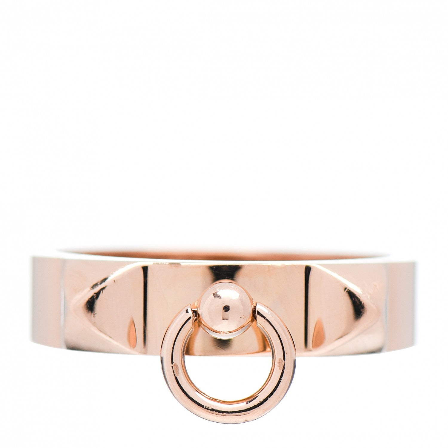 Hermes 18K Rose Gold PM Collier De Chien Ring 56 7.5 1 of 5