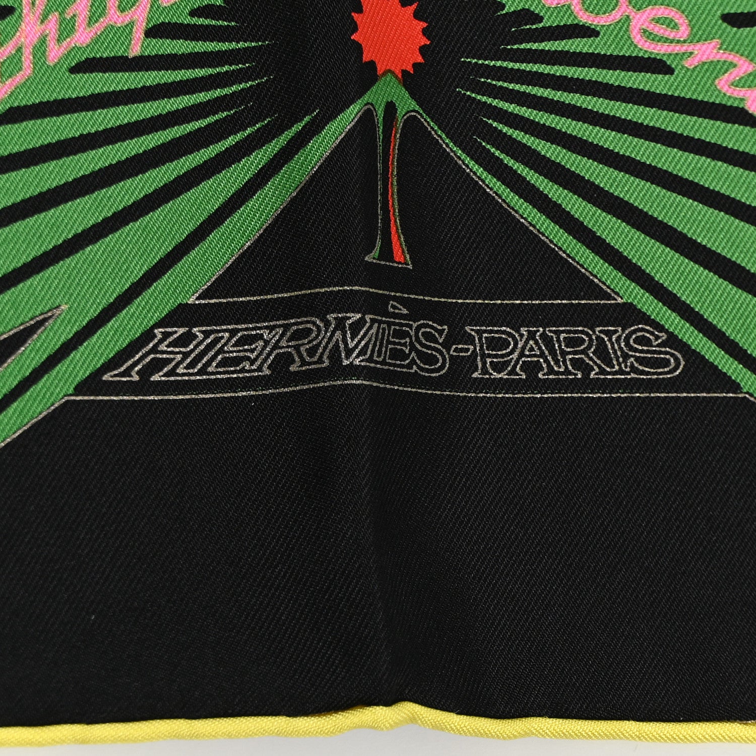 Hermes Silk Mythiques Phoenix Coloriage Scarf 90 Black Vert Rouge 2 of 5