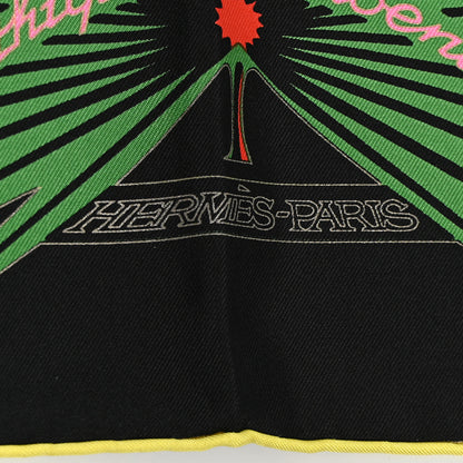 Hermes Silk Mythiques Phoenix Coloriage Scarf 90 Black Vert Rouge 2 of 5