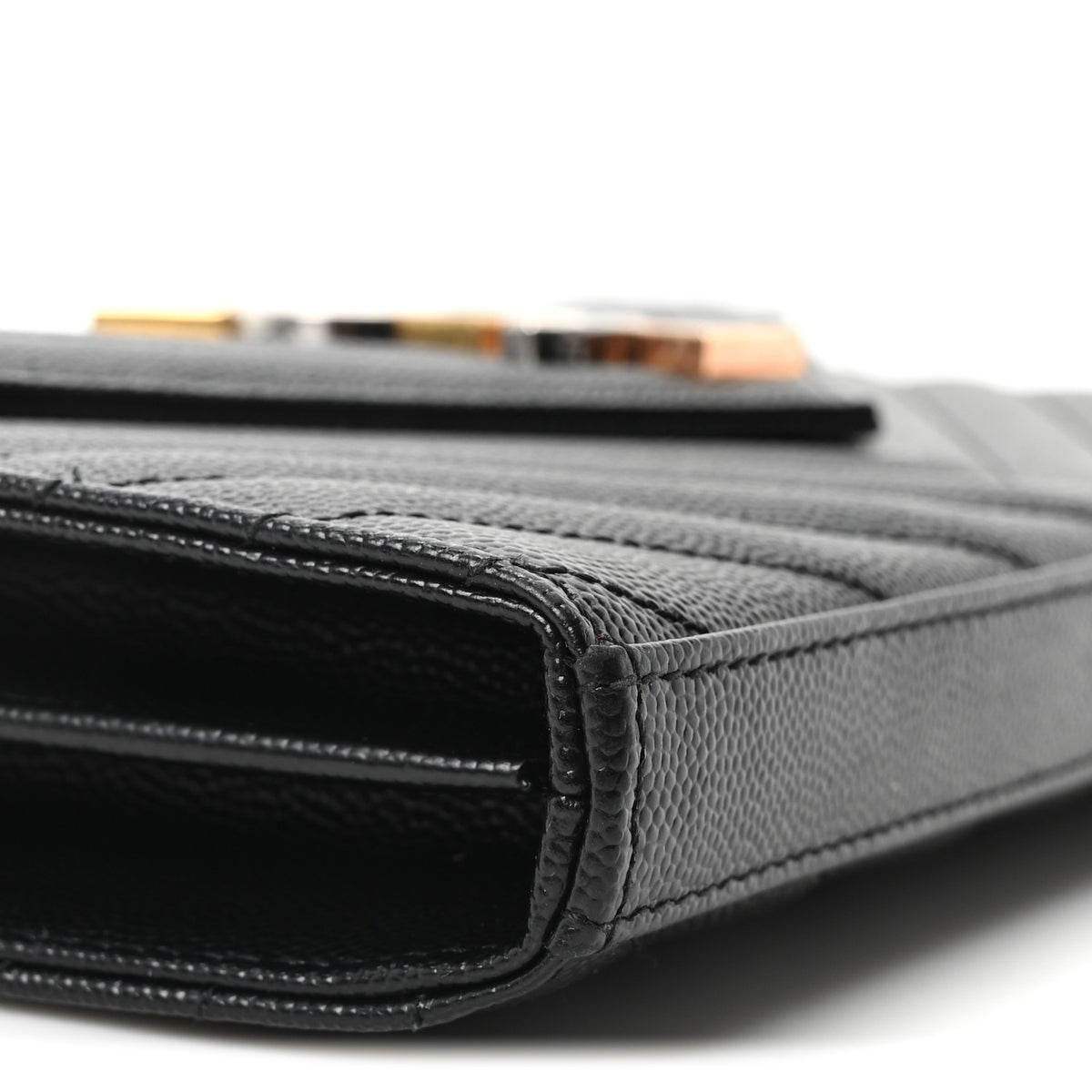 Grain De Poudre Matelasse Chevron Monogram Chain Wallet Black