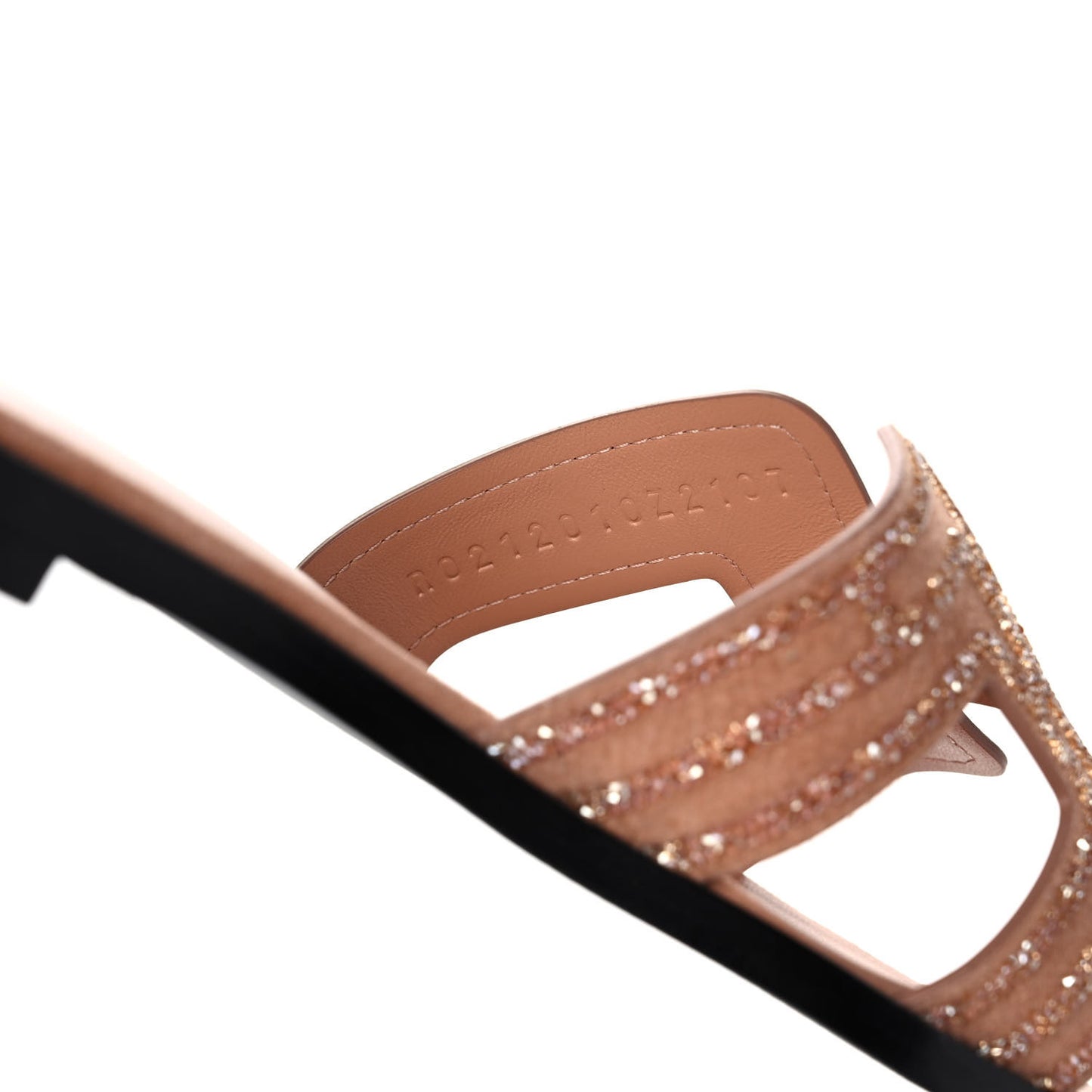 Suede Goatskin Crystal Oran Sandals 38 Rose Aube Nude