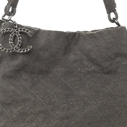 Chanel Iridescent Caviar Quilted Boy Handle Hobo Dark Grey 8 of 12