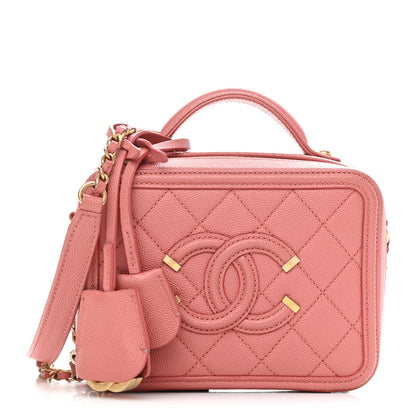 Chanel Caviar Quilted Small CC Filigree Vanity Case Pink 1 of 10